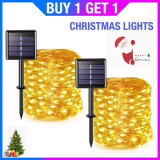 【Buy 1 Get 1】สายไฟ LED 300 ดวง พลังงานแสงอาทิตย์ กันน้ำ 30 ม. สำหรับตกแต่งสวนคริสต์มาส และปีใหม่