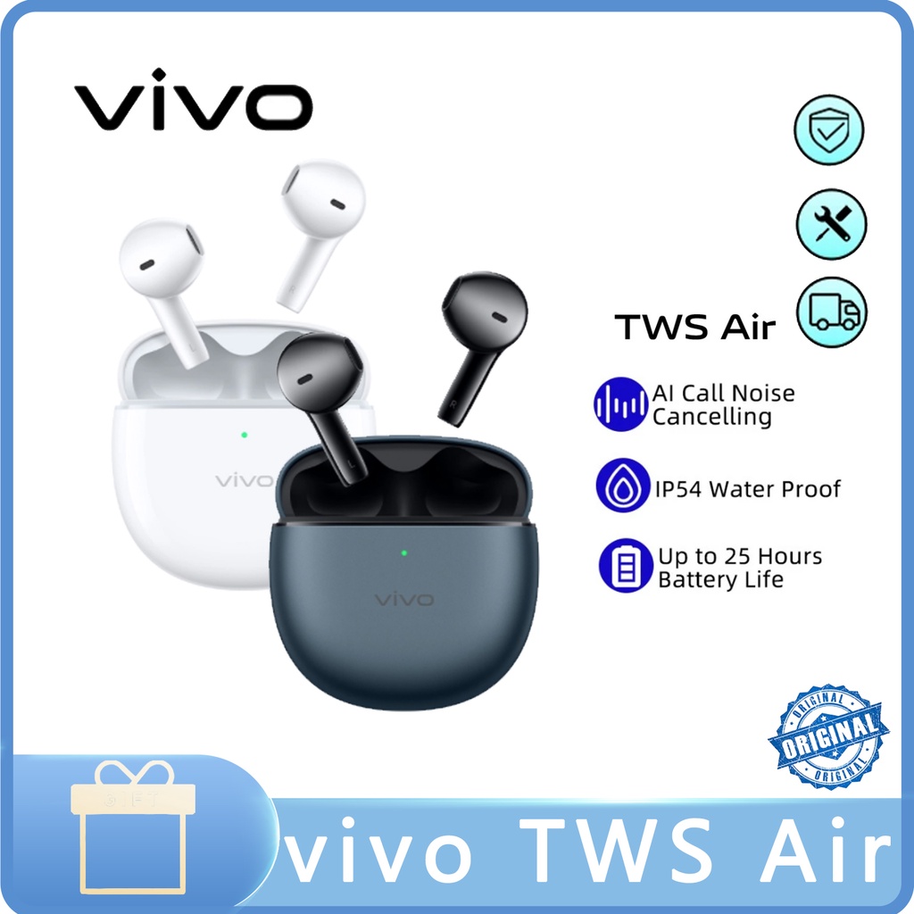 Vivo TWS air2 TWS ชุดหูฟังบลูทูธ ไมโครโฟนคู่ AI ตัดเสียงรบกวน ตัดเสียงรบกวน