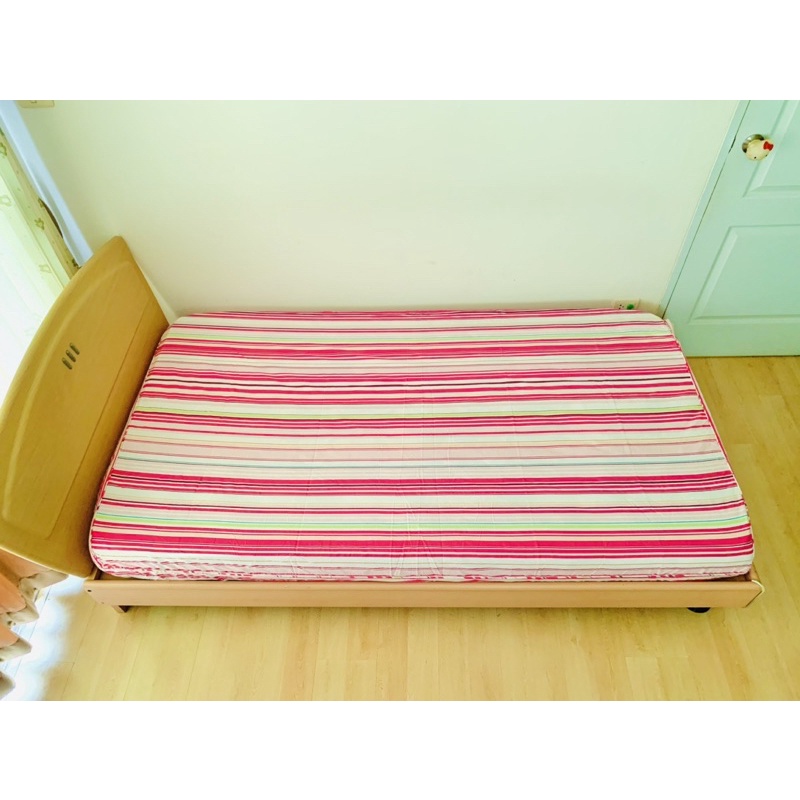 ผ้าปูที่นอนรัดมุม (แบบบาง) ขนาด 5ฟุต สีชมพูลายทางหลากสี มือสองสภาพดี สินค้าญี่ปุ่น-เกาหลีแท้