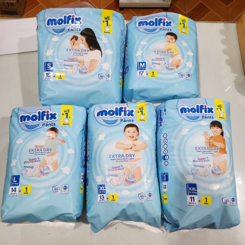 Molfix Pants ExtraDry ผ้าอ้อม โมฟิกซ์ โมลฟิกซ์ กางเกงสวม **แพ๊ค 1 ห่อ**