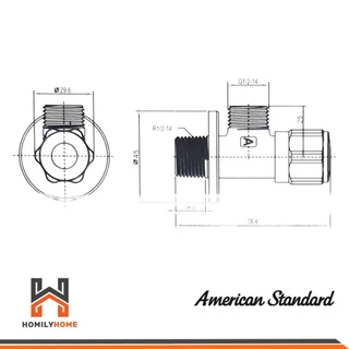 American Standard สต็อปวาล์ว รุ่น F54490-CHADY แบบกลม เซรามิกวาล์ว 90 องศา