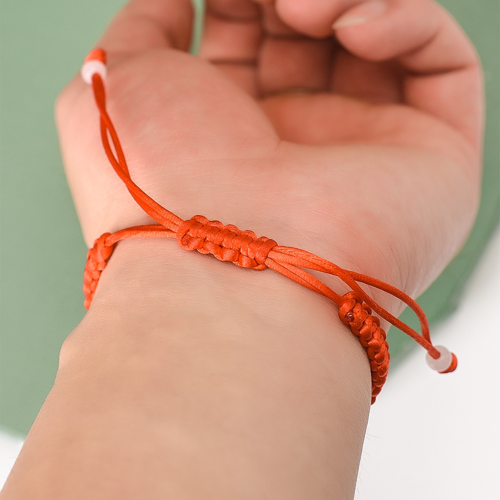 [Lover] สร้อยข้อมือ แฮนด์เมด สีแดง สําหรับการป้องกัน สร้อยข้อมือ โชคดี / เข็มกลัดหยกปลอม เพื่อความปลอดภัย กําไลนําโชค