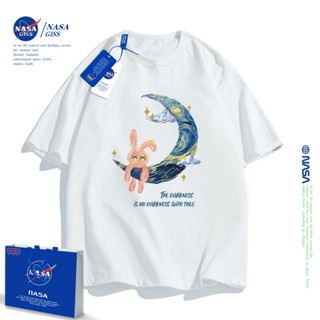 NASA joint ภาพวาดสีน้ำมันเสื้อยืดผู้หญิงฤดูร้อน Van Gogh series Monet moon แขนสั้นผ้าฝ้ายบางขนาดใหญ่ด้านบนกวินเทจเส_53