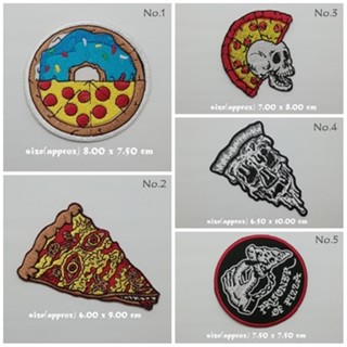 Zombie Pizza ตัวรีดติดเสื้อ แจ๊คเก็ต อาร์ม  ยีนส์ Hipster Embroidered Iron on Patch  DIY