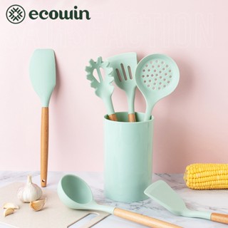 Ecowin ที่คีบอาหาร ซิลิโคน เกรดอาหาร ด้ามจับไม้ ไม่เหนียวติด สําหรับห้องครัว