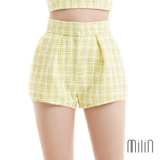 [MILIN] Aquata shorts Tweed pleated front high waist peplum shorts กางเกงขาสั้นผ้าทวีตจับจีบดีเทลซ้อนสองชั้น