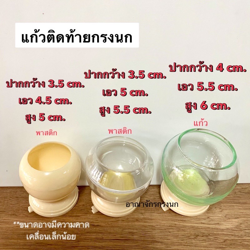 แก้วติดท้ายกรงนกเขา พร้อมตัวยึดท้ายกรง