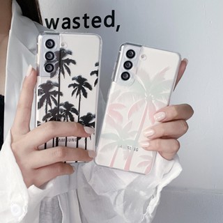 ในช่วงฤดูร้อน ชายหาด ต้นมะพร้าว เคส Samsung Galaxy S22 Ultra S21 FE  S20 S21 S22 Plus + S20FE S21Ultra S20Ultra Note20 Ultra A53 A52 A52S Case โปร่งใส ซิลิกาเจล นุ่ม ซัมซุง เคส