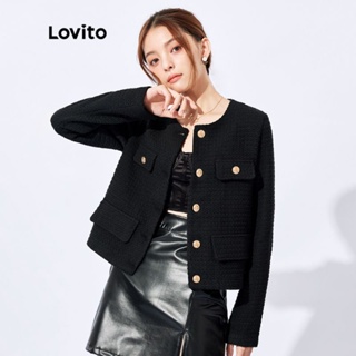 Lovito เสื้อแจ็คเก็ต คอกลมหรูหรา