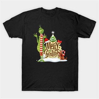 เสื้อยืด Christmas Aesthetic Cute Grinch T Shirt Women Graphic Black Tshirt Female Harajuku Tops Printed Clothes