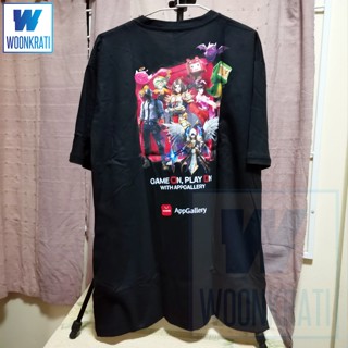 เสื้อยืดcotton สีดำ ไซด์ XXL ,XL,M สกรีนลาย GAME ON, PLAY ON WITH APPGALLERY by Huawei (TGS2022)