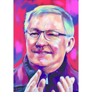 ภาพวาด ไอดอล Sir Alex Ferguson วาดจากiPad โปรแกรม PROCREATE งานปริ้นท์เลเซอร์  ID005 #SirAlex