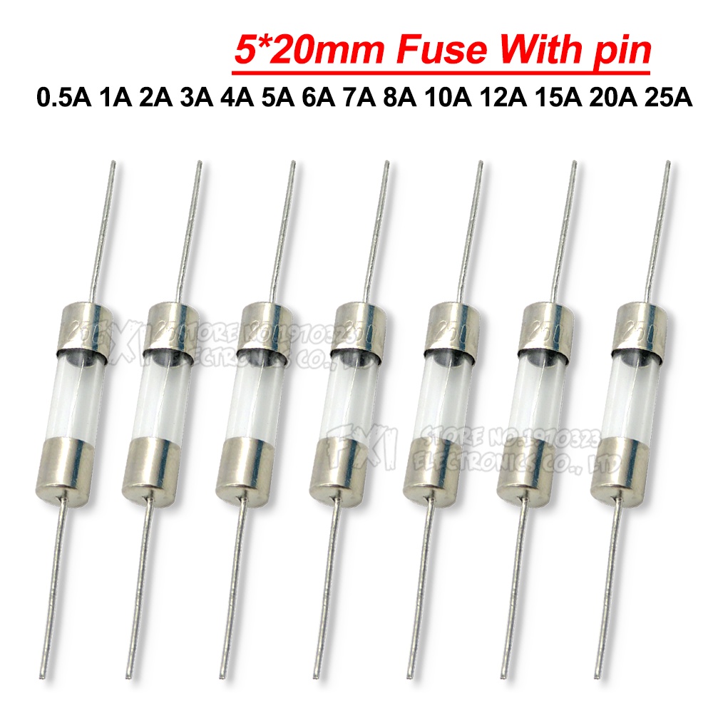 100pcs 5*20 มม.ฟิวส์แก้ว Fast ฟิวส์ 250V 0.1A 0.2A 0.5A Fast Blow ประกัน 1A 2A 3A 3.15A 4A 5A 6A 6.3A 7A 8A 10A 12A 15A 20A 25A 30A 30A