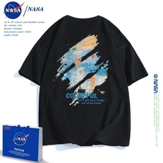 ✘∏℡เสื้อยืดแขนสั้นพิมพ์ลายร่วมอย่างเป็นทางการของ NASA สำหรับผู้ชายและผู้หญิงฤดูร้อนปี 2022 ใหม่แบรนด์น้ำหลวมคู่ครึ่_29