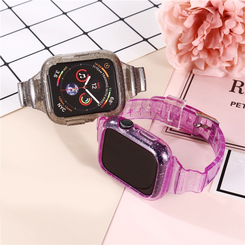 (Fast Shipping) สายนาฬิกาซิลิโคนใส iwatch 9/8/SE/7/6/5/4/3/2/1 สายนาฬิกาซิลิโคน 45mm.42mm.44mm.40mm.38mm.41mm