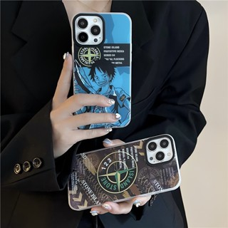 STONE ISLAND &lt;เคส Iphone&gt; เคสโทรศัพท์มือถือ เคลือบสองชั้น ลายลูฟี่ เกาะหิน สําหรับ iPhone 14 Pro max 13Pro 12 11