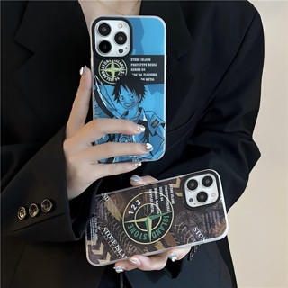 STONE ISLAND &lt;เคส Iphone&gt; เคสโทรศัพท์มือถือ เคลือบสองชั้น ลายลูฟี่ เกาะหิน สําหรับ iPhone 14 Pro max 13Pro 12 11