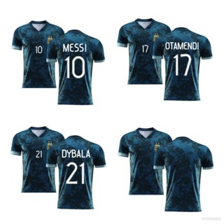 เสื้อกีฬาแขนสั้น ลายทีมชาติฟุตบอล Argentina Messi Dybala Otamendi ทรงหลวม 2021