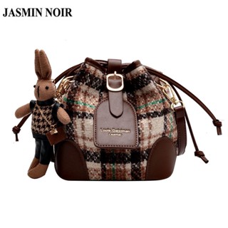 Jasmin NOIR กระเป๋าสะพายไหล่ กระเป๋าถือ ผ้าขนสัตว์ สําหรับสตรี