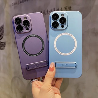 เคสโทรศัพท์มือถือ โลหะ ป้องกันกล้อง พร้อมขาตั้งแม่เหล็ก สําหรับ iPhone 14 Pro Max 12 13 Pro Max 14 Plus