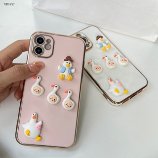 VIVO V17 V15 V11I V9 V5 V5S S1 Lite Pro Plus เคสวีโว่ สำหรับ Case Cartoon Happy Duck เคส เคสโทรศัพท์ เคสมือถือ Soft Electroplate TPU Cases