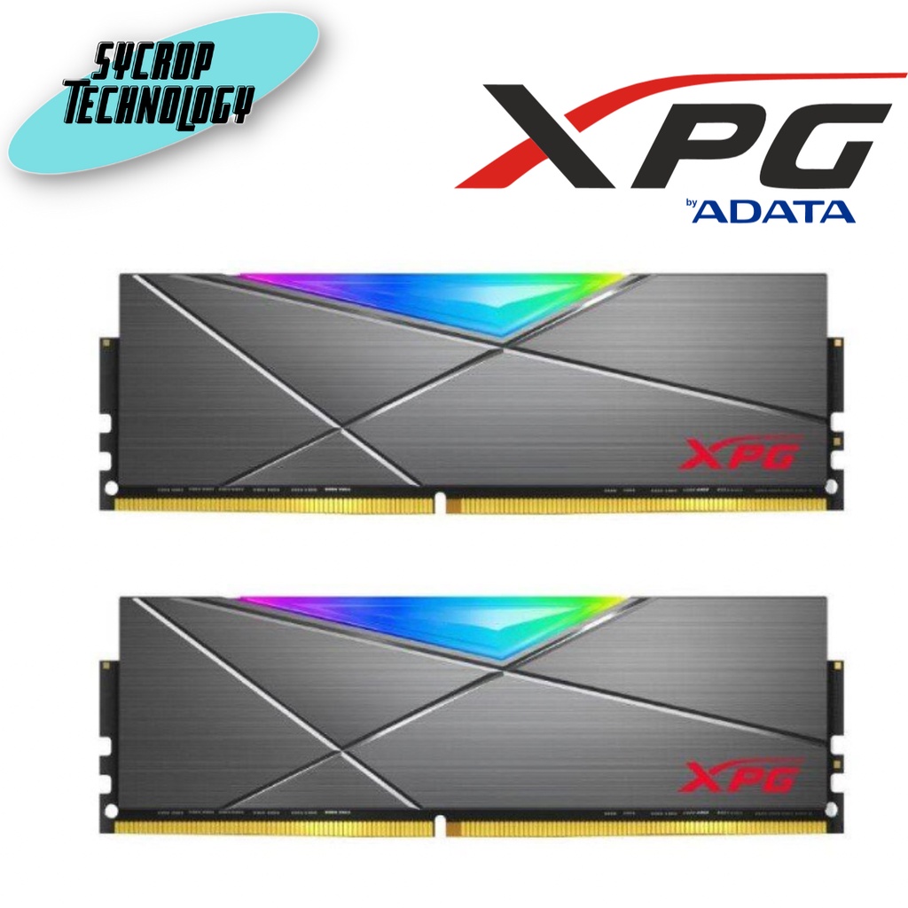 XPG แรม (8GB*2) RAM Gaming U-DIMM For PC SPECTRIX D50 DDR4 RGB Bus 3600 Grey 16GB สำหรับพีซี (ADT-36008G18IDT50)