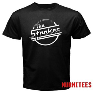 GILDAN เสื้อยืด ผ้าฝ้ายแท้ พิมพ์ลายโลโก้วง The Strokes สีดํา สําหรับผู้ชาย