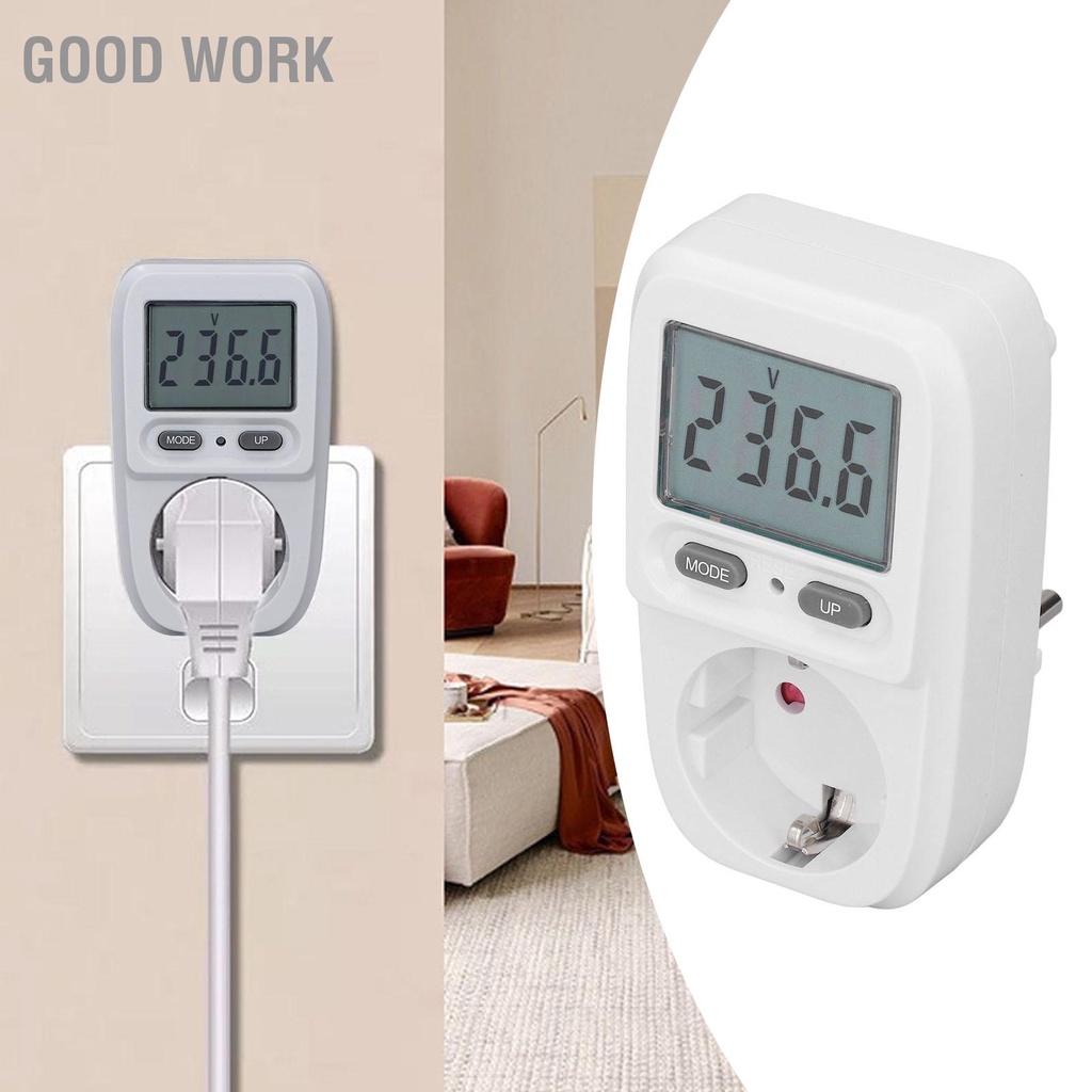 Good Work Smart Power Socket Digital Voltage Meter Volt Tester Monitor Voltmeter DE Plug 230V for Home