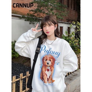 CANNUP เสื้อกันหนาว เสื้อกันหนาว แขนยาว ทรงหลวม สไตล์เกาหลี สําหรับผู้หญิง A28J05B