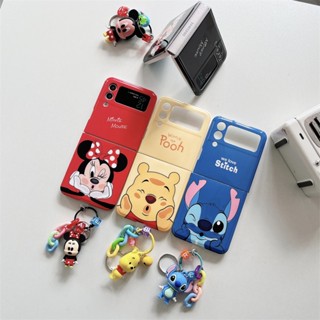 เคสโทรศัพท์มือถือ แบบฝาพับ ลายการ์ตูนมิกกี้ มินนี่ วินนี่ พูห์ สติตช์ พร้อมจี้ห้อย สําหรับ Samsung Galaxy Z Flip 4 3 5G Z Flip4 Flip3