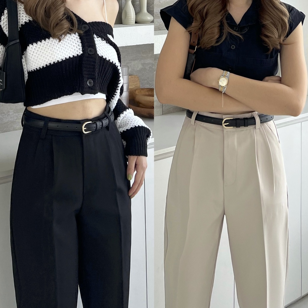 Milly- Basic belt เข็มขัดหนังอะไหล่ทอง