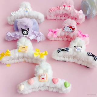 Yb1 Sanrio กิ๊บติดผม ผ้ากํามะหยี่ขนนิ่ม ขนาดใหญ่ ลาย Cinnamoroll Kuromi Melody BY1