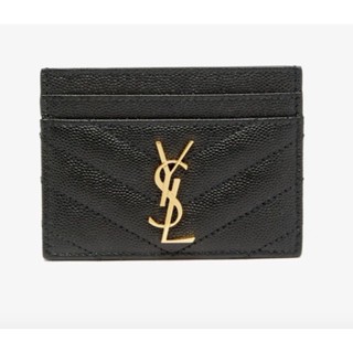 แท้!! กระเป๋าใส่บัตร YSL card holder สีดำ ทอง ใหม่ full set