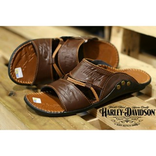 HARLEY BLACK BROWN TAN รองเท้าแตะหนังผู้ชาย, COWHIDE ของแท้,…