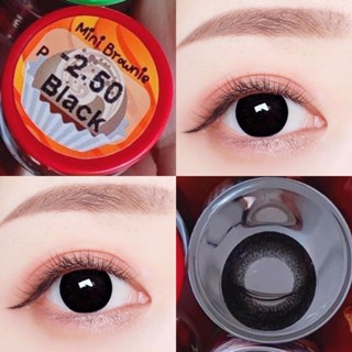 mini Brownie Black Contact lens คอนแทคเลนส์ สีดำ Pitchy ฝาแดง ค่าสายตา สายตาสั้น เลนส์สายตา เลนส์สีดำ มินิ บิ๊กอาย -5.50