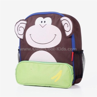 BAG-050 กระเป๋าเป้เด็กสีน้ำตาล ลายลิง
