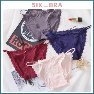 Six_Bra สินค้าพร้อมส่งจากไทย💥กางเกงชั้นในผ้าลื่น เซ็กซี่ 💥 ขอบลูกไม้ เอวสาย เซ็กซี่ น่ารัก สำหรับผู้ห AAA61