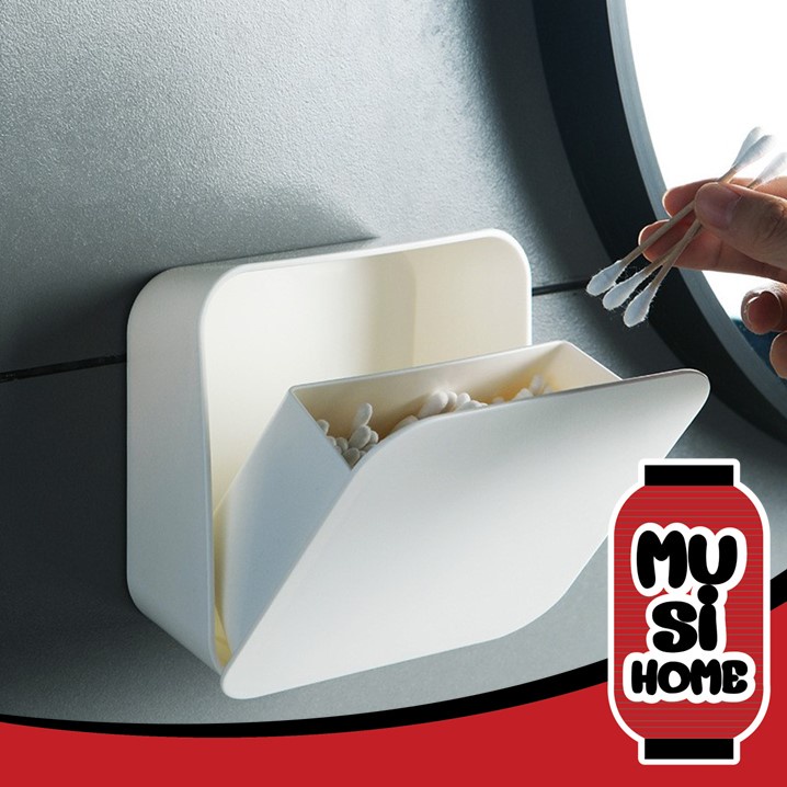 MUSI.HOME 【ราคาถูก】CTN113 กล่องเก็บสำลี กล่องจัดระเบียบ กล่องเก็บของมินิมอล ที่เก็บของในห้องน้ำ ที่เก็บของติดผนัง