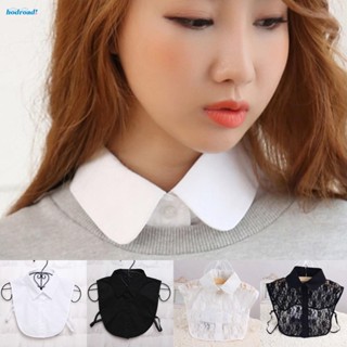 【HODRD】Women Pure Color Office Half Shirt Fake Cotton Bib Sleeveless White/Black Lapel Blouse Removable【Fashion】