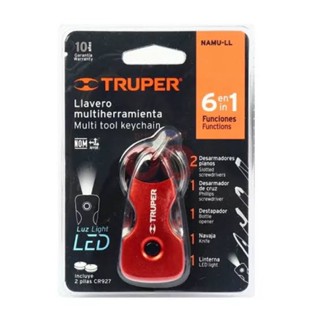 TRUPER 13336 พวงกุญแจอเนกประสงค์ พร้อมไฟ LED ทำจากอลูมิเนียมและสแตนเลส