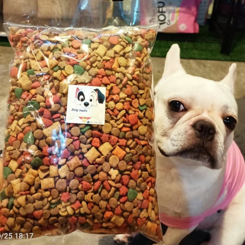 ฺBD - อาหารเม็ดน้องหมา Dog Smile รสรวมตับไก่นมสูตรเค็มน้อย เกรดส่งออกจากโรงงาน ขนาดทดลอง 200 กรัม