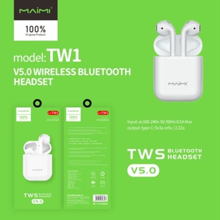 หูฟังบลูทูธ ไร้สาย MAIMI TW1 V5.0 WIRELESS BLUETOOTH HEADSET หูฟังไร้สาย หูฟังไร้สาย2ข้าง พร้อมกล่องชาร์จ