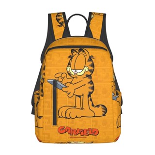 Garfield กระเป๋าเป้สะพายหลัง กระเป๋าเดินทาง พิมพ์ลาย มีซิป 14.7 นิ้ว ทนทาน สําหรับนักเรียน เดินทาง กลางแจ้ง