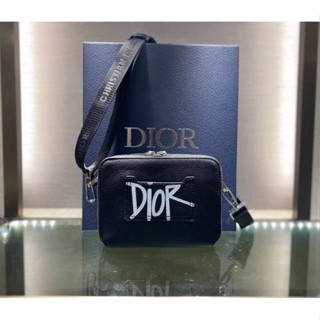 NEW CHRISTIAN DIOR AND SHAWN GRAINED GALFSKIN POUCH WITH SHOULDER STRAP BAG