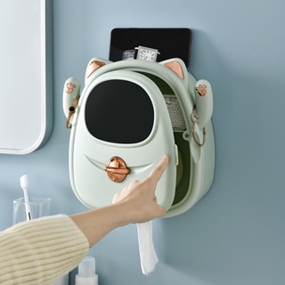 Paper Reel Box Storage Napkin Holder Toilet Hole Free Waterproof Tissue Boxes Wall Mounted Sanitary Carton Kitchen Organ