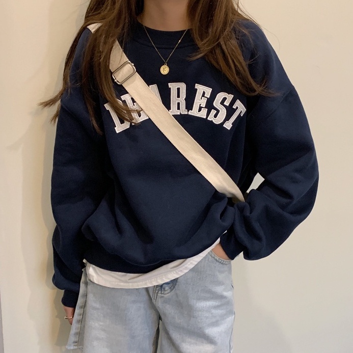 ส่งไวจากไทย SELLDA เสื้อสเวตเตอร์ เย็บปักถักร้อย แขนยาว สไตล์เกาหลี โอเวอร์ไซซ์ สำหรับผู้หญิง