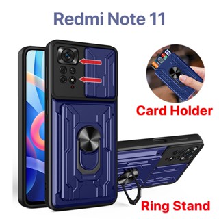 เคส Redmi Note 10 10S 5G 10Pro 11 11S 11Pro 5G เคสโทรศัพท์แบบมัลติฟังก์ชั่น ผู้ถือบัตร การป้องกันกล้อง ขาตั้งแหวนโลหะ Redmi Note 10S เคส Redmi Note 10 5G เคส Redmi Note 10 Pro เคส Redmi Note 11 เคส Redmi Note 11S เคส Redmi Note 11 Pro 5G เคส