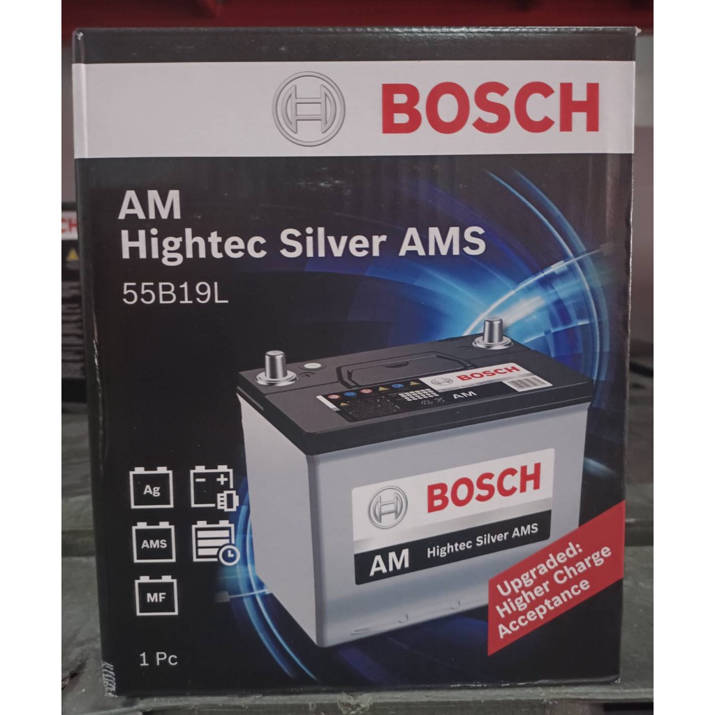 BOSCH 55B19L Hightec Silver AMS# รับประกัน15เดือน#แบตเตอรี่แห้ง# 41แอมป์ #แบตเตอรี่รถยนต์#รองรับ AMS