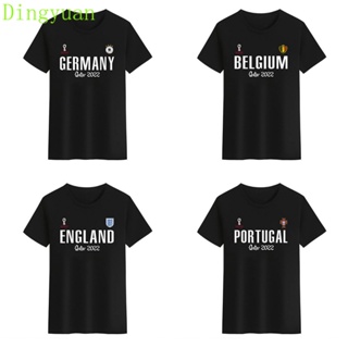 เสื้อยืดคอกลม พิมพ์ลาย Qatar World Cup Germany Portugal England Belgium สีดํา สีขาว สําหรับผู้ชาย และผู้หญิง 2022