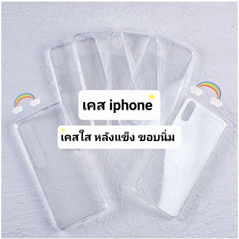 เคสใสหลังแข็งขอบนิ่มiPhone แบบหนา tpu+pc เคสDIY ทำวิปครีมปลอม ติดตัวการ์ตูน